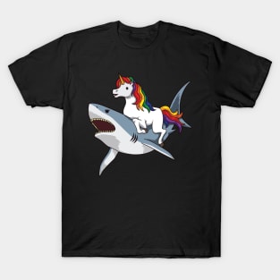 Unicorn Riding Shark T-Shirt